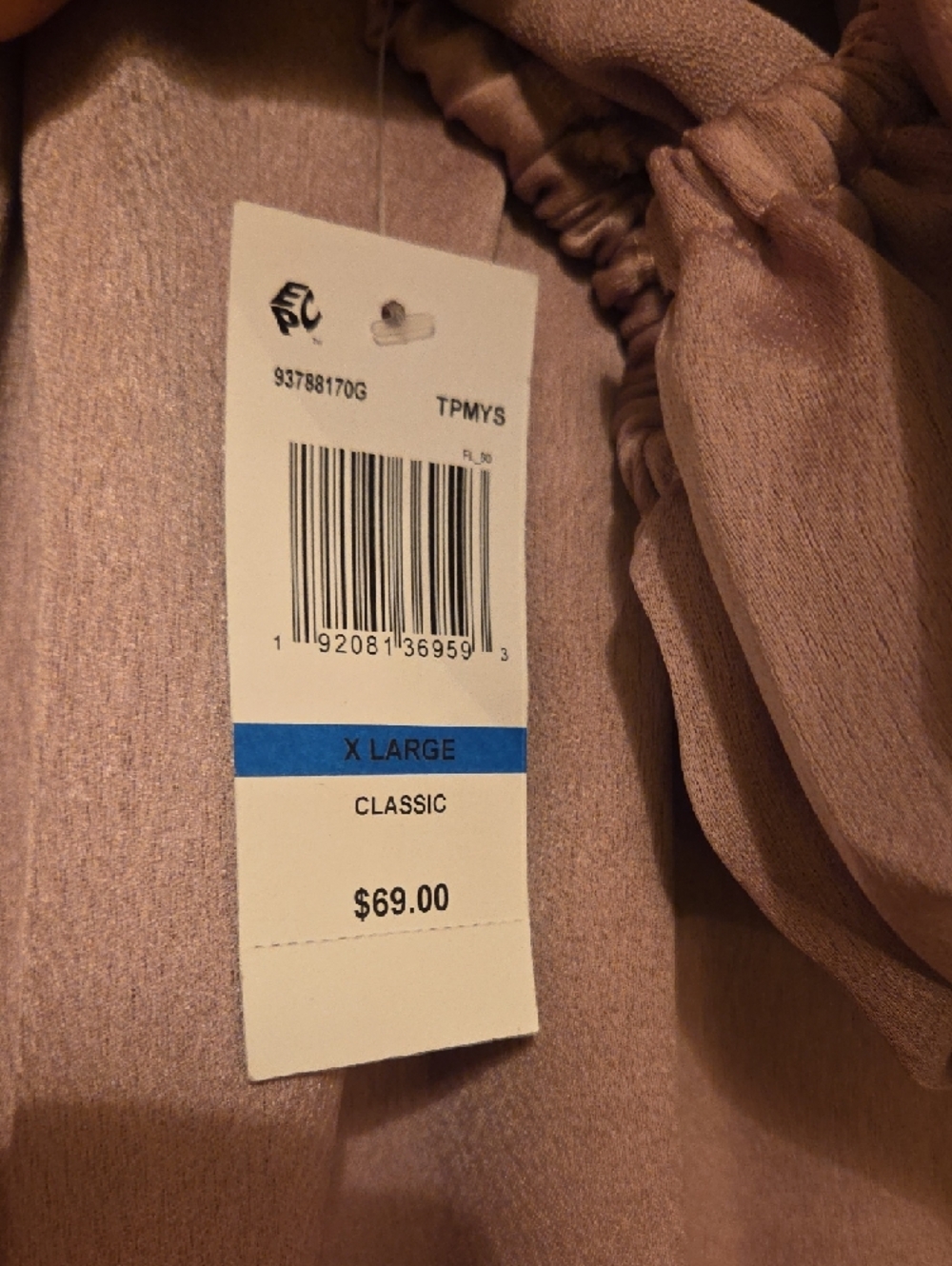 MSK Mauve Satin Peasant Blouse with Side Tie - Picture 3 of 7